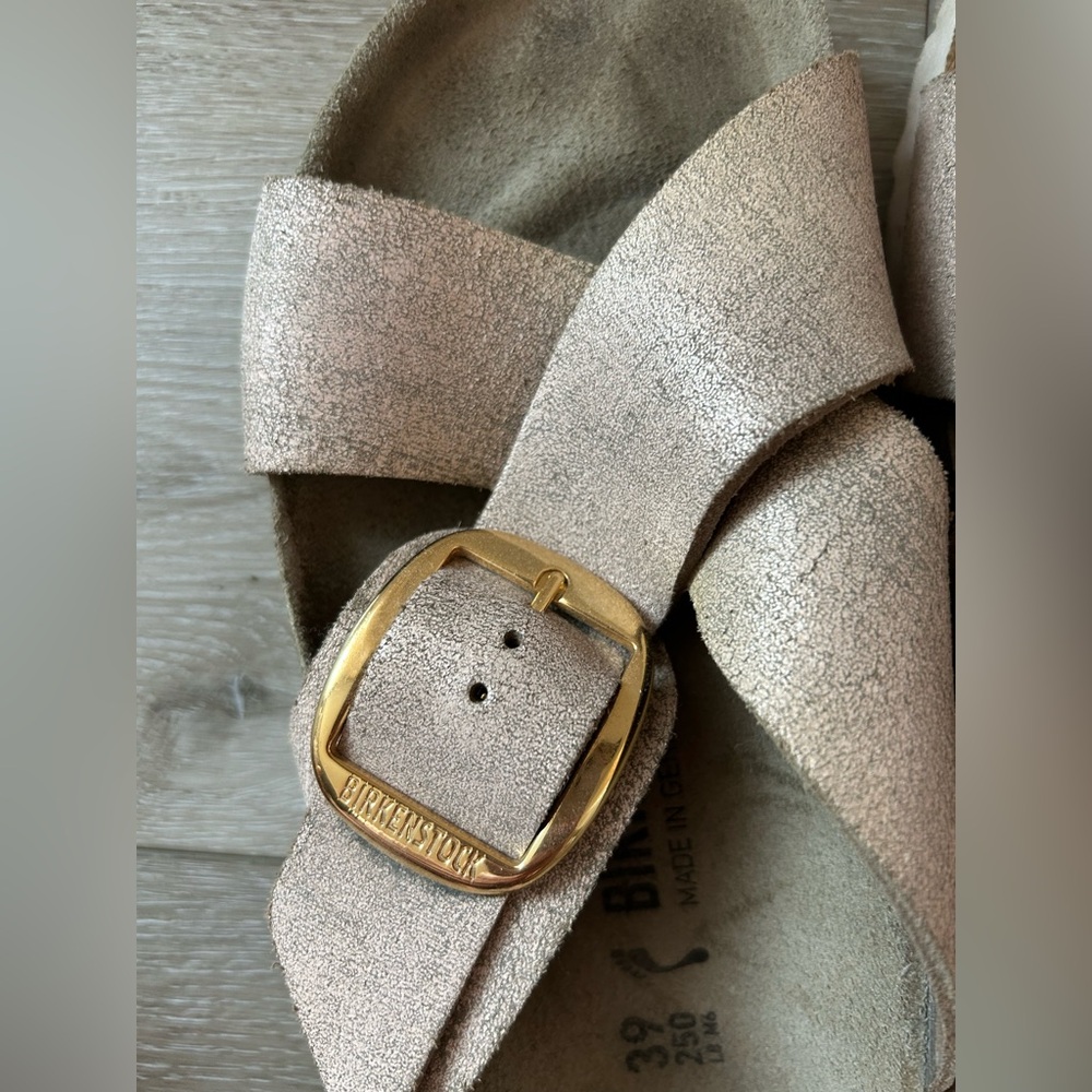Birkenstock Siena Big Buckle Suede Leather Washed Metallic Rose Gold - Picture 5 of 7
